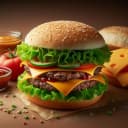 A picture of a cheeseburger