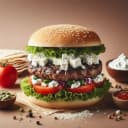 A picture of a lamb burger